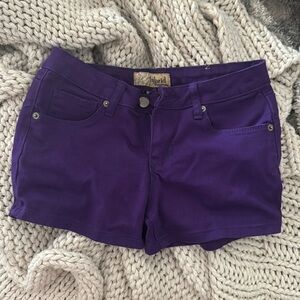 purple jean shorts